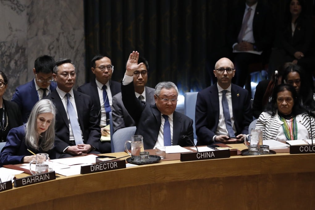 China’s representative Fu Cong at the UN headquarters in New York on April 7. China’s diplomatic statements are seen to indicate the delicate balance it is striking between rhetorical solidarity with Iran and its regional economic interests. Photo: Xinhua