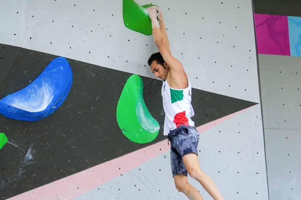 Iranian climber Ali Salimian competing at the Asian Championships in Meishan, Sichuan, in early April. Photo: Handout