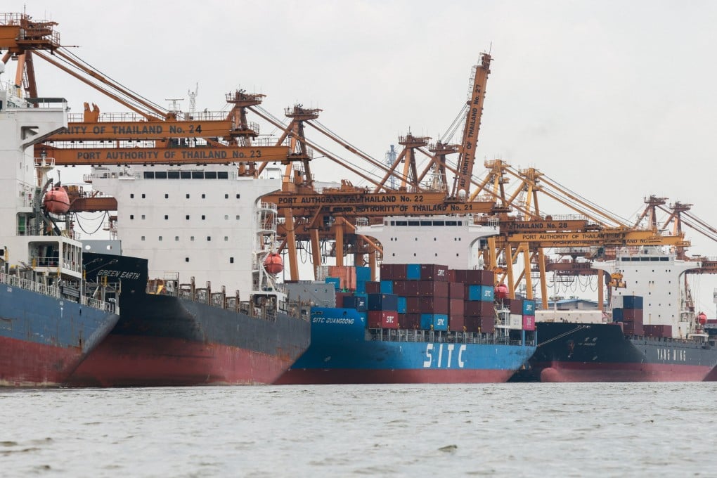 Cargo ships are loaded with containers at the port of Bangkok on April 3, 2025. Photo: Reuters
