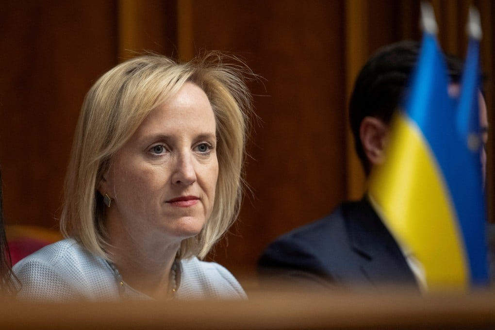 Julie Davis, US charge d’affaires ad interim to Ukraine, attends a session of Ukrainian parliament in Kyiv in May 2025. Photo: Reuters