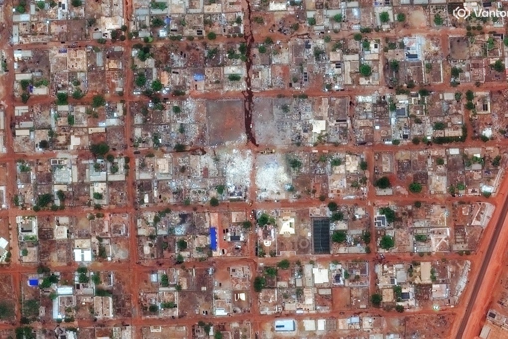 A satellite image shows the area surrounding the home of Mali’s defence minister, Sadio Camara, who was killed in Saturday’s attacks. Photo: Vantor via Reuters