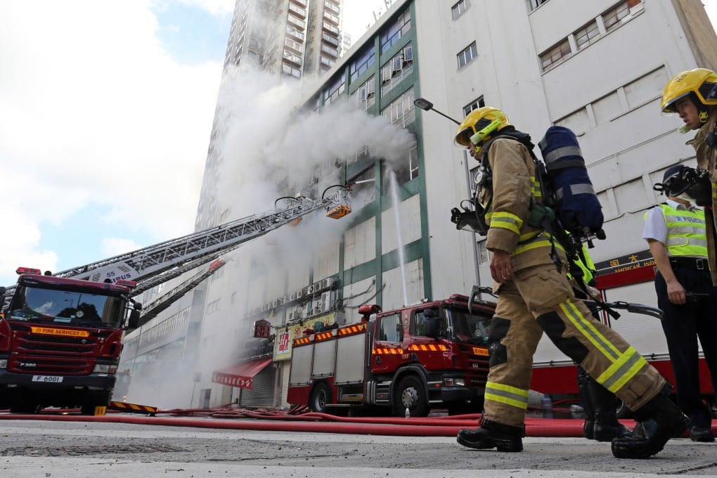 The Audit Commission’s report focused on fire safety at industrial buildings, a subject that came under public scrutiny after a blaze at a premises in Ngau Tau Kok took 108 hours to tame and killed two firefighters in June 2016. Photo: Felix Wong