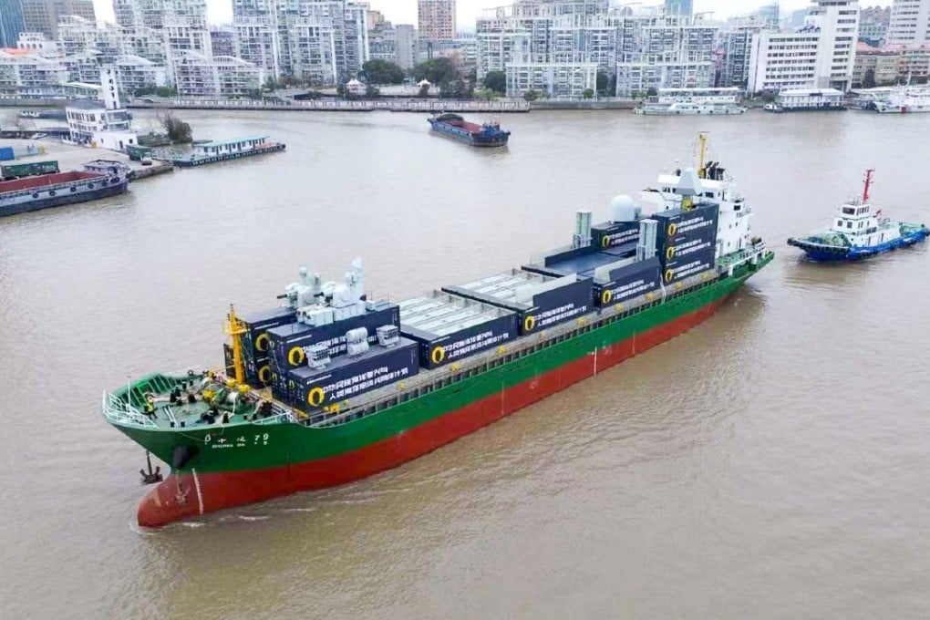 The Zhong Da 79 is a medium-sized civilian cargo ship capable of carrying containerised vertical missile launchers, radar sensors and self-defence systems. Photo: Handout