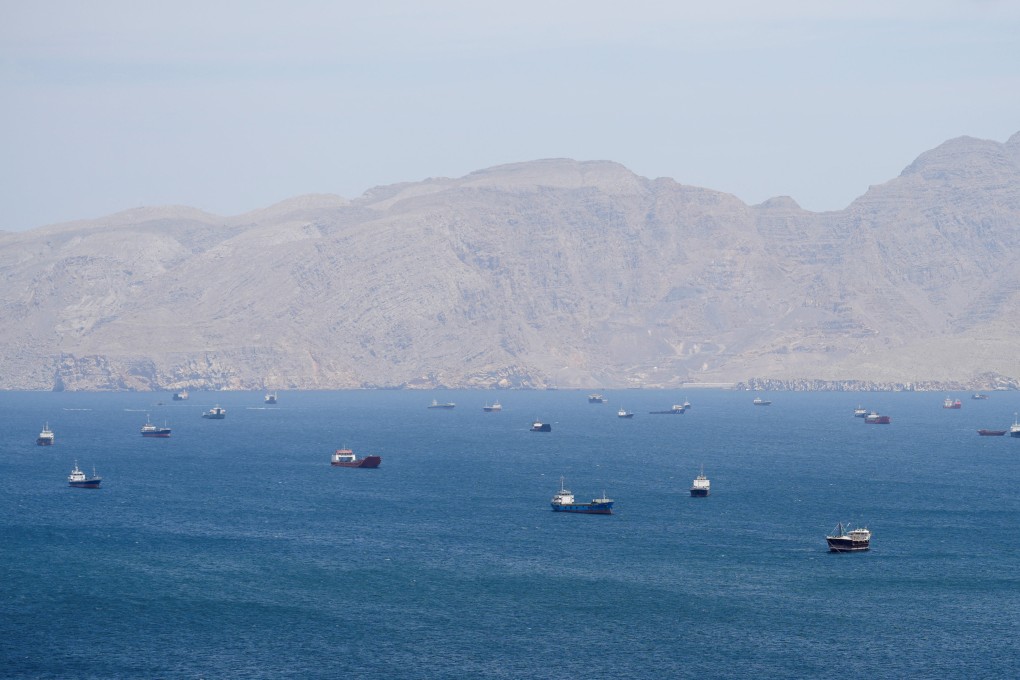 Vessels in the Strait of Hormuz, as seen from Musandam in Oman on Monday. Photo: Reuters