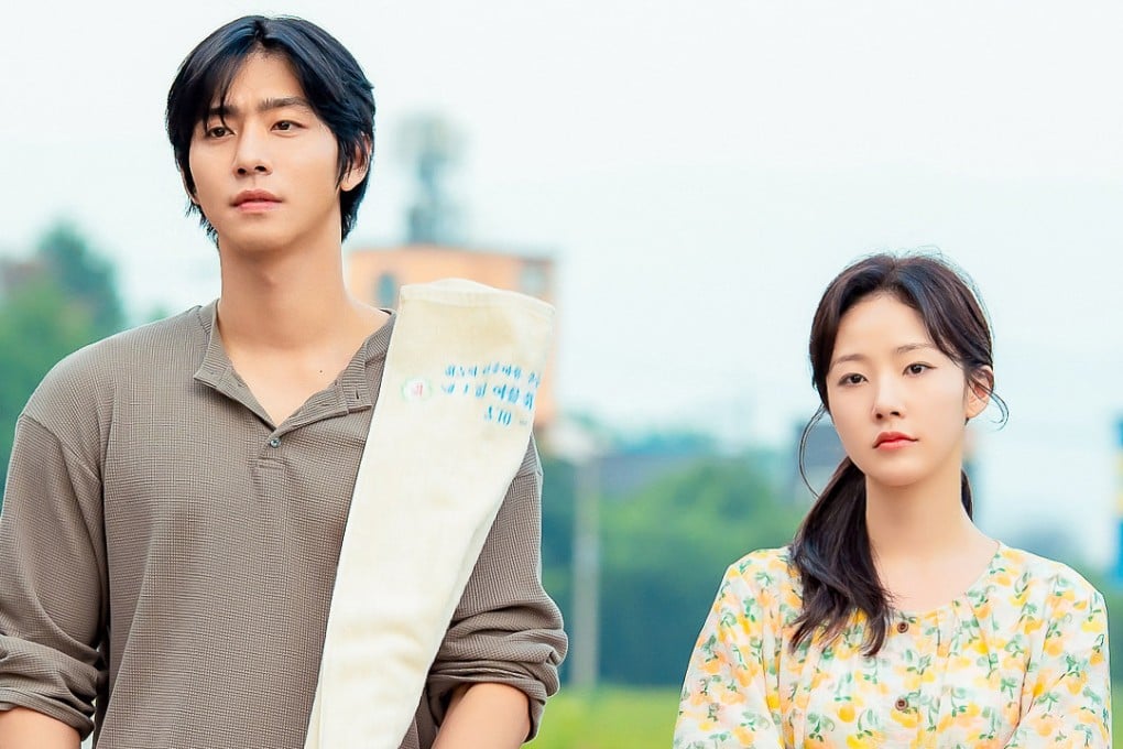 Ahn Hyo-seop (left) as Gojeuneok Bio CEO Matthew Lee and Chae Won-bin as home shopping network host Dam Ye-jin in a still from Sold Out on You, a new Korean drama now streaming on Netflix.