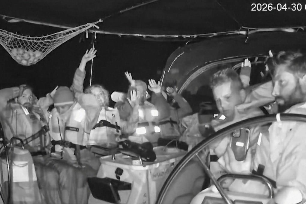 Flotilla crew during an interception by Israeli forces. Photo: Global Sumud Flotilla via Reuters
