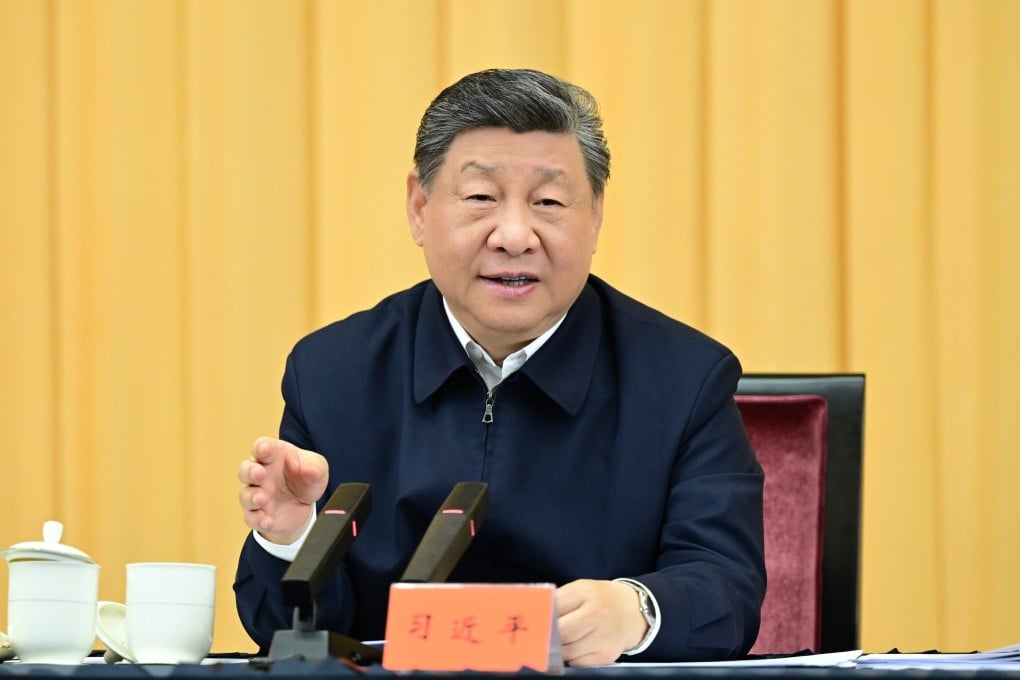 Chinese President Xi Jinping speaks at a symposium on strengthening the country’s basic research, in Shanghai on Thursday. Photo: Xinhua