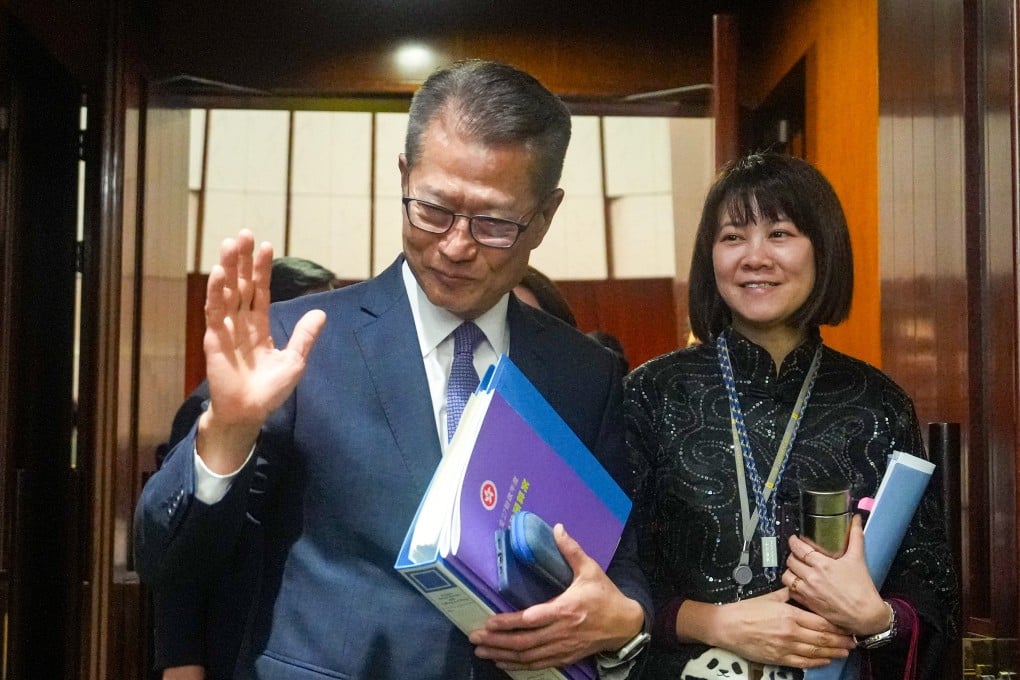 Financial Secretary Paul Chan leaves the chamber in the Legco Building after delivering his 2026-27 budget address on February 25. Photo: Sam Tsang