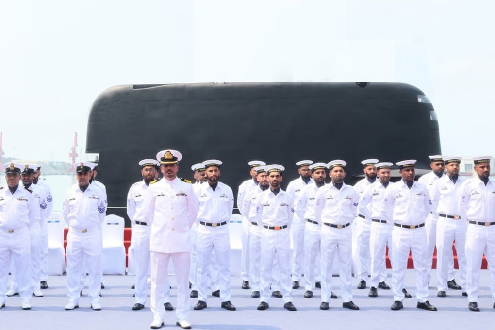 The Chinese-built Hangor-class submarine was commissioned at a ceremony in Sanya, Hainan province on Thursday. Photo: Weibo/电波震长空XYY