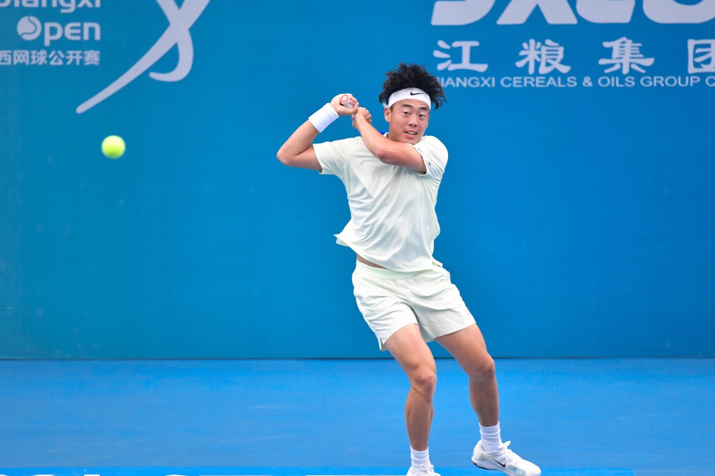 Coleman Wong watches the ball fly off his backhand in the Hongkonger’s semi-final victory over Sun Fajing in Jiujiang. Photo: Weibo