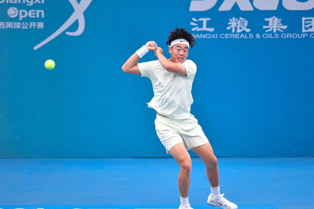 Coleman Wong watches the ball fly off his backhand in the Hongkonger’s semi-final victory over Sun Fajing in Jiujiang. Photo: Weibo