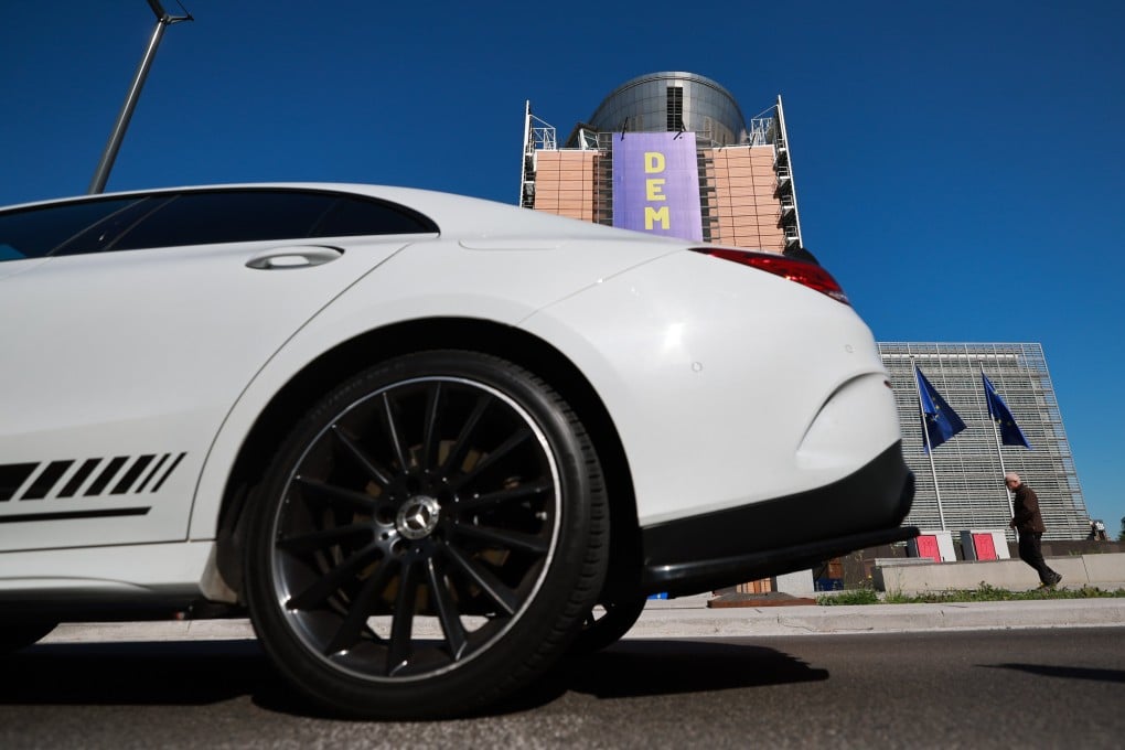 A car passes through the European district in Brussels, Belgium, in April. Photo: EPA