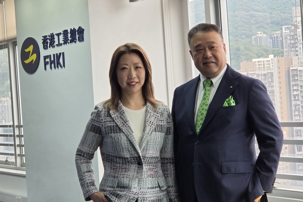 Clara Chan Yuen-shan (left), executive deputy chairwoman of Federation of Hong Kong Industries (FHKI), and FHKI’s chairman Anthony Lam Sai-ho. Photo: Enoch Yiu
