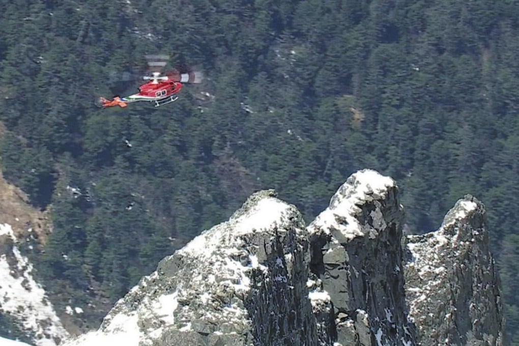 A disaster relief helicopter from Nagano Prefecture. Photo: Handout