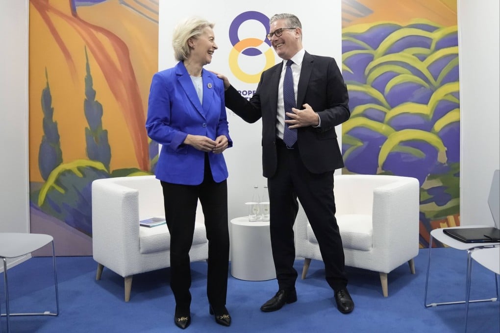UK Prime Minister Keir Starmer speaks to European Commission President Ursula von der Leyen during a bilateral meeting at the European Political Community summit in Yerevan, Armenia on Monday. Photo: PA Wire / dpa