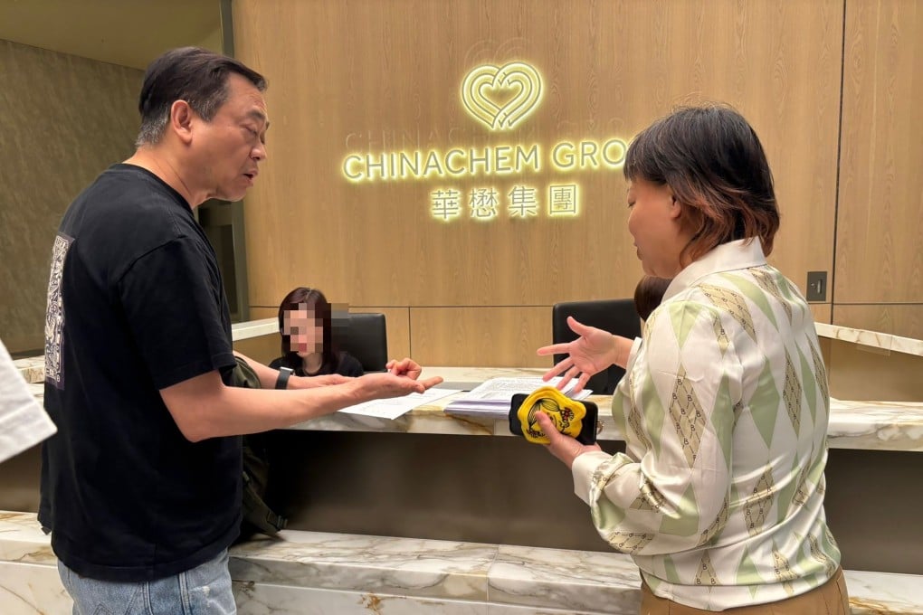A Wang Fuk Court homeowner submits the petition to Hop On Management Company on April 29. Photo: Handout