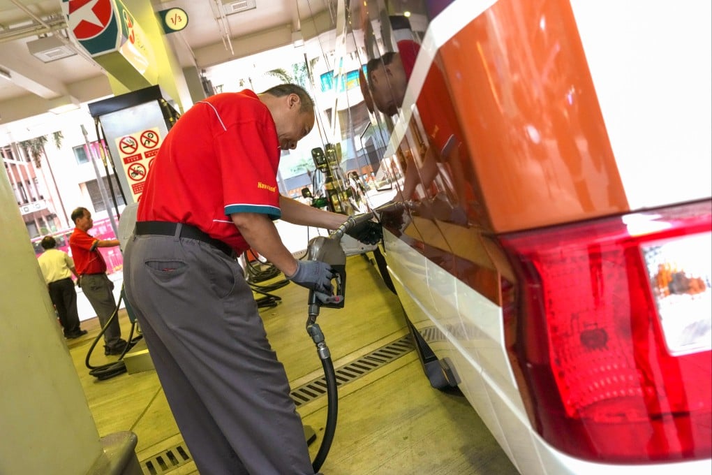 A petrol station in Wan Chai on April 10, a day after the government proposed short-term measures including diesel subsidies of HK$3 per litre and reduced toll fees to ease pressures on the commercial transport sector. Photo: Jelly Tse