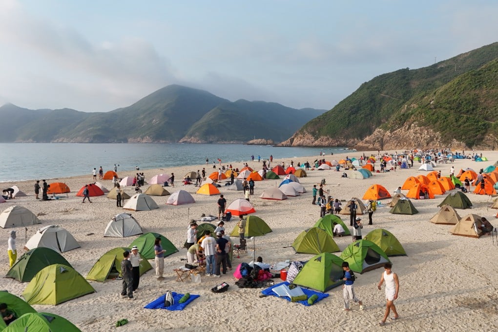 Travellers camp to welcome the sunrise at Ham Tin Wan, Sai Kung East Country Park, part of the Hong Kong Unesco Global Geopark, on May 3. Photo: Edmond So