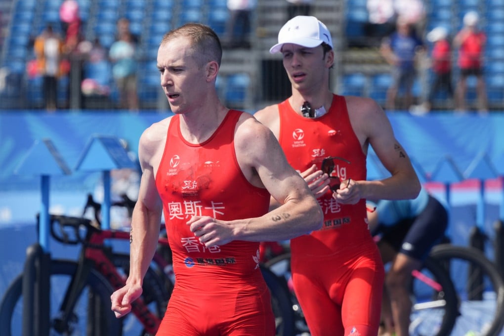 Oscar Coggins, here leading Robin Elg on his way to National Games bronze, is trusting in an increasingly familiar process for the World Triathlon Cup leg in Chengdu on Saturday. Photo: Eugene Lee
