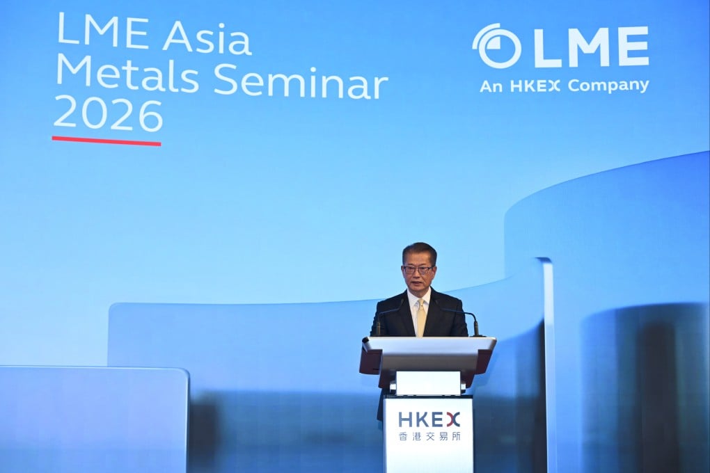 Financial Secretary Paul Chan Mo-po speaks at the LME Asia Metals Seminar 2026 in Hong Kong today. Photo: ISD