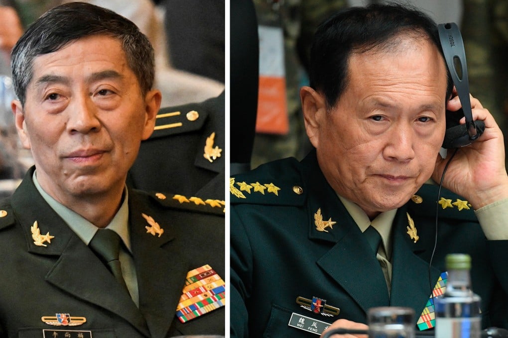 Former Chinese defence ministers Li Shangfu (left) and Wei Fenghe were sentenced over corruption charges on Thursday. Photo composite: AP and Reuters