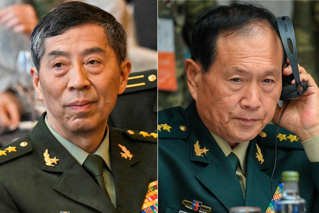 Former Chinese defence ministers Li Shangfu (left) and Wei Fenghe were sentenced on Thursday after being found guilty of corruption. Photo composite: AP and Reuters