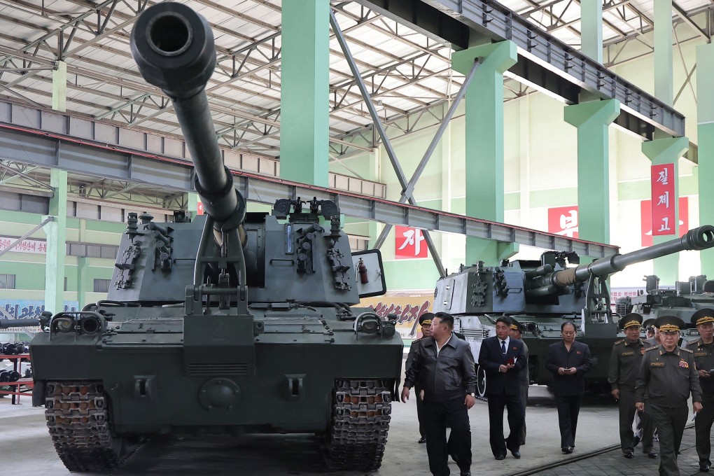 North Korean leader Kim Jong-un inspects a munitions factory on Wednesday. Photo: KCNA/EPA