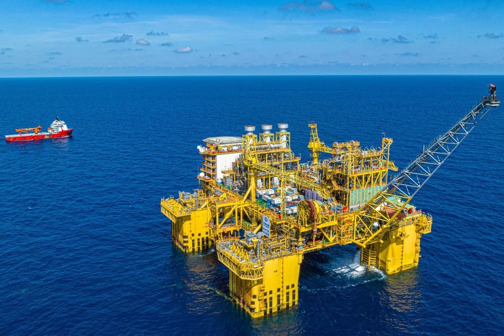 An aerial drone photo shows China’s Deep Sea No 1 energy station in the South China Sea off Hainan province in April last year. Photo: China National Offshore Oil Corporation/Xinhua
