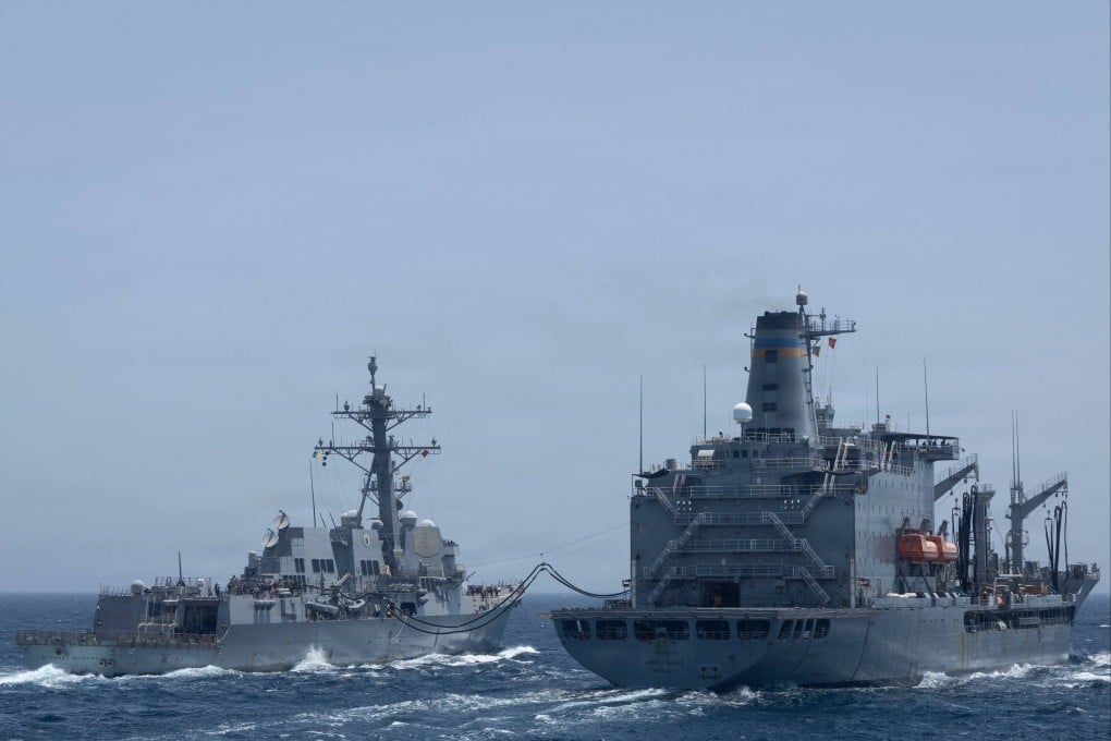 A US ship receives fuel at sea last month, during a fragile ceasefire in the US-Iran war. Photo: US Navy via AFP