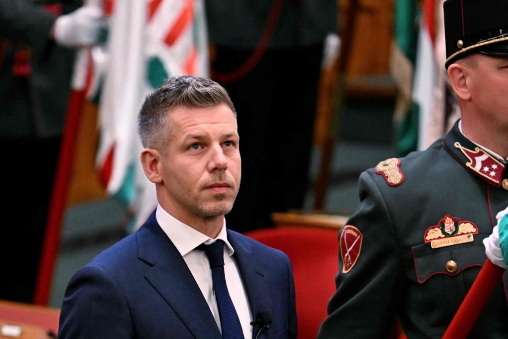 Hungary’s Peter Magyar is sworn in as the new prime minister at parliament in Budapest on Saturday. Photo: AFP