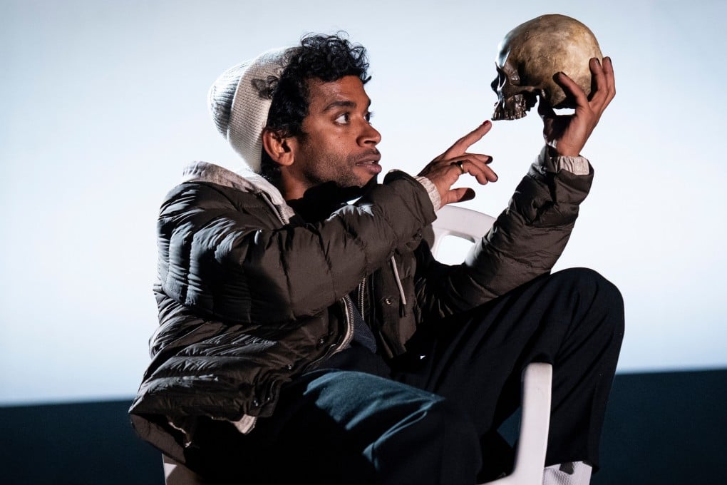 Sri Lankan actor Hiran Abeysekera performs in the role of Hamlet at the National Theatre in London on September 25, 2025. Photo: AP