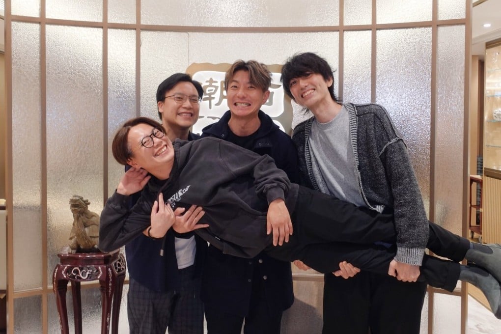 Joey Pui (forefront) with his bandmates Jerry Pui, Endy Chow and Goro Wong from Zarahn at Pak Loh Chiu Chow Restaurant, which is run by his family. Joey Pui reveals his favourite places to eat and drink in the city. Photo: Instagram/zarahnig
