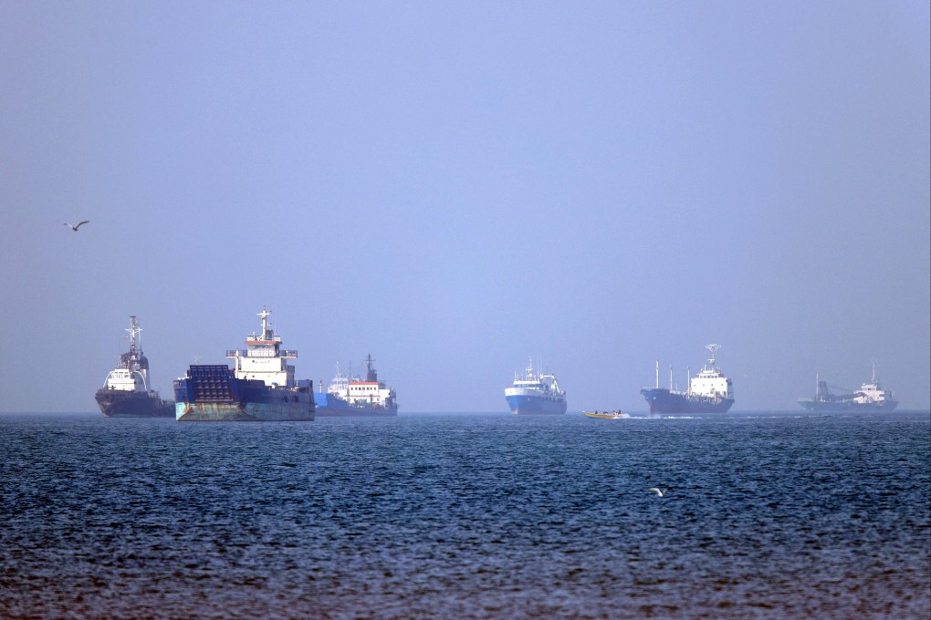 Vessels anchored in the Strait of Hormuz off Bandar Abbas in southern Iran. Photo: ISNA via AFP