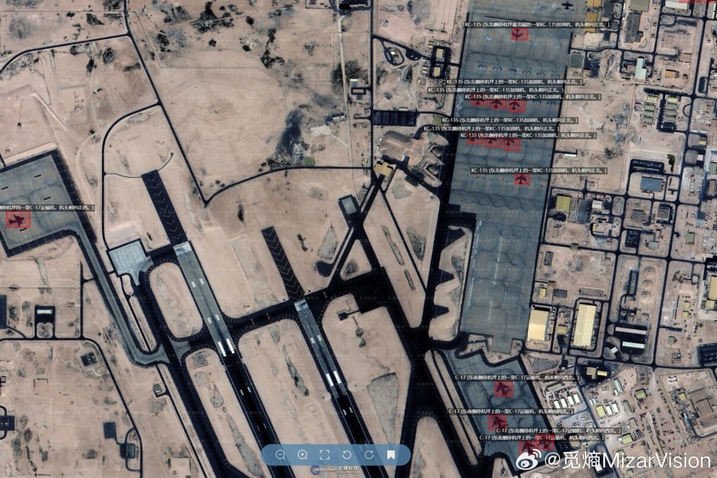 Chinese OSINT start-up MizarVision is in Washington's crosshairs over its publication of satellite imagery showing US military activity in the Middle East. Photo: Weibo/觅熵MizarVision