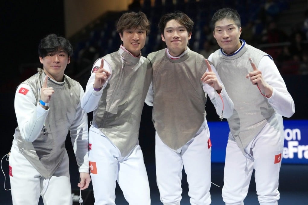 Cheng Tit-nam (left) and Lam Ho-long (second from right) are vying to join Ryan Choi (second from left) and Cheung Ka-long in the Hong Kong team for two major events. Photo: FIE