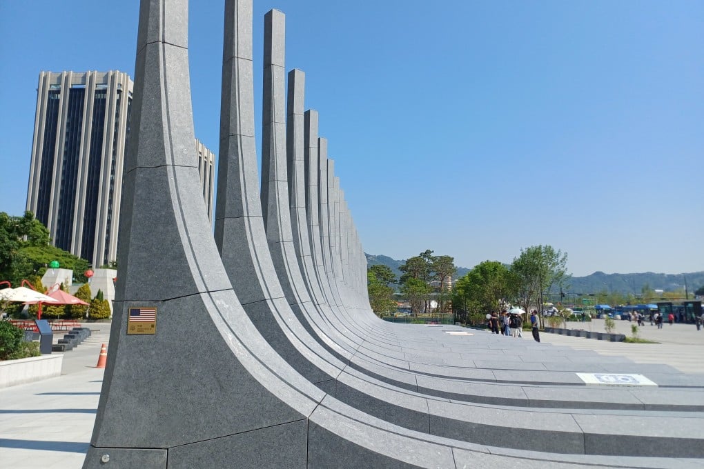 A row of 23 stone monuments in central Seoul representing South Korea and 22 other countries that fought alongside one another during the 1950-53 Korean war. Photo: Park Chan-kyong