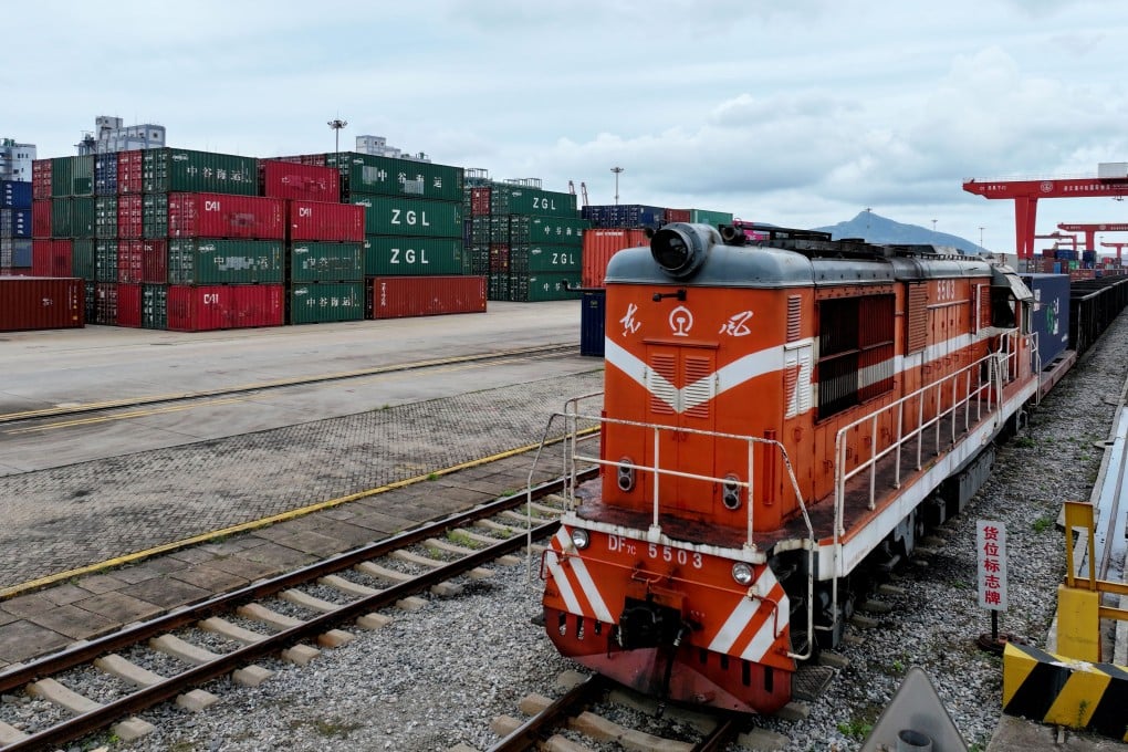 A China-Europe freight train prepares to depart from the China Kazakhstan (Lianyungang) logistics cooperation base in Jiangsu province. Photo: Costfoto/NurPhoto via Getty Images