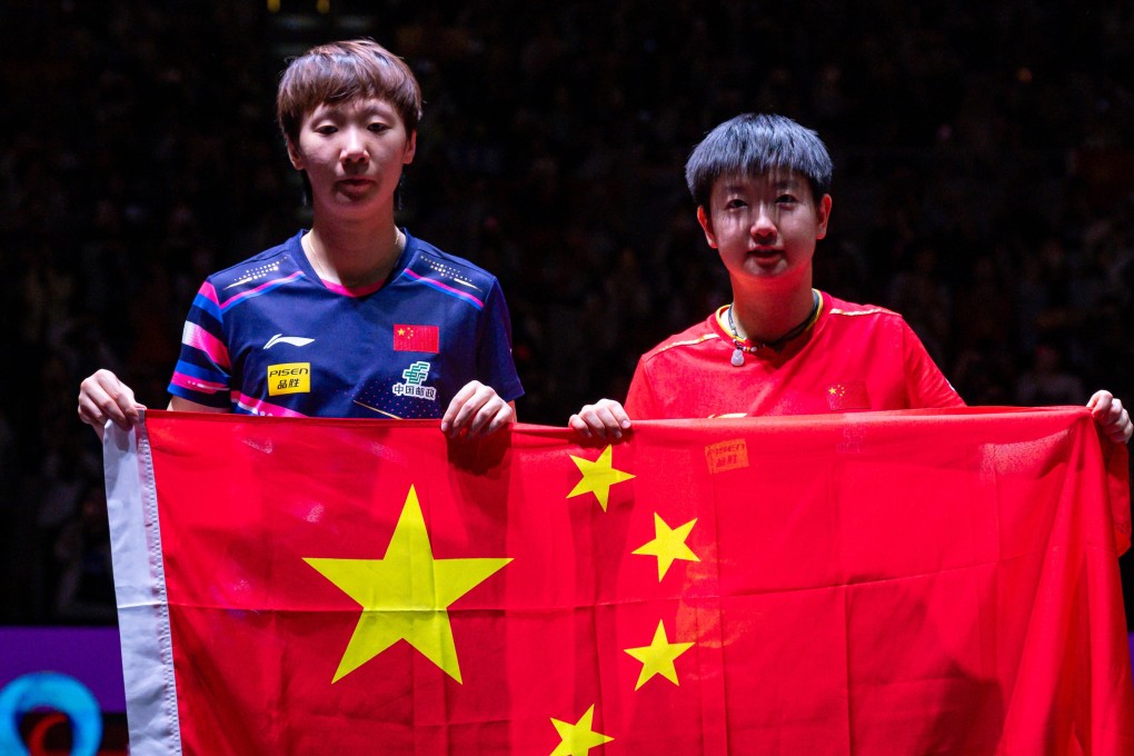 Wang Manyu (left) and Sun Yingsha will almost certainly fill the first two places in China’s women team for the Asian Games in Nagoya in September. Photo: EPA-EFE