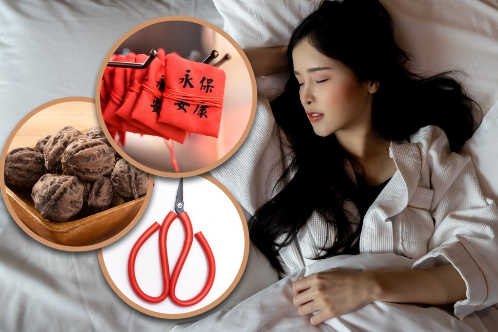 Chinese traditions for protecting oneself during sleep and enhancing its quality emphasise feng shui, protective amulets, scissors, walnuts and nighttime rituals to dispel negative spirits. Photo: SCMP composite/Shutterstock.