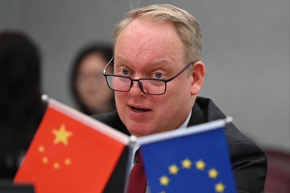 Jens Eskelund, president of the European Union Chamber of Commerce in China, speaks at a press conference in Beijing on April 14. Photo: dpa
