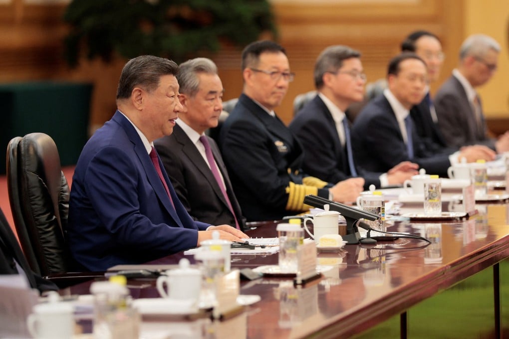 Chinese President Xi Jinping speaks during a meeting with US President Donald Trump (not in picture), at the Great Hall of the People in Beijing on Thursday. Photo: Reuters