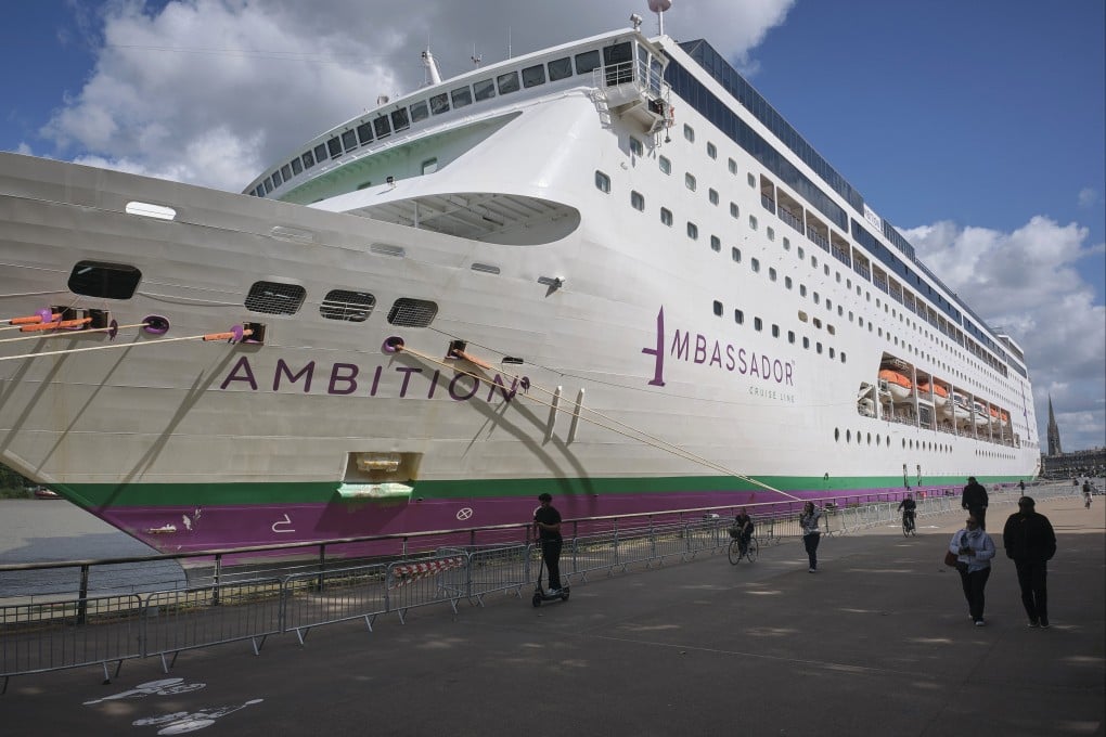 The Ambition docked on the Garonne river waterfront in Bordeaux on Wednesday. Photo: EPA
