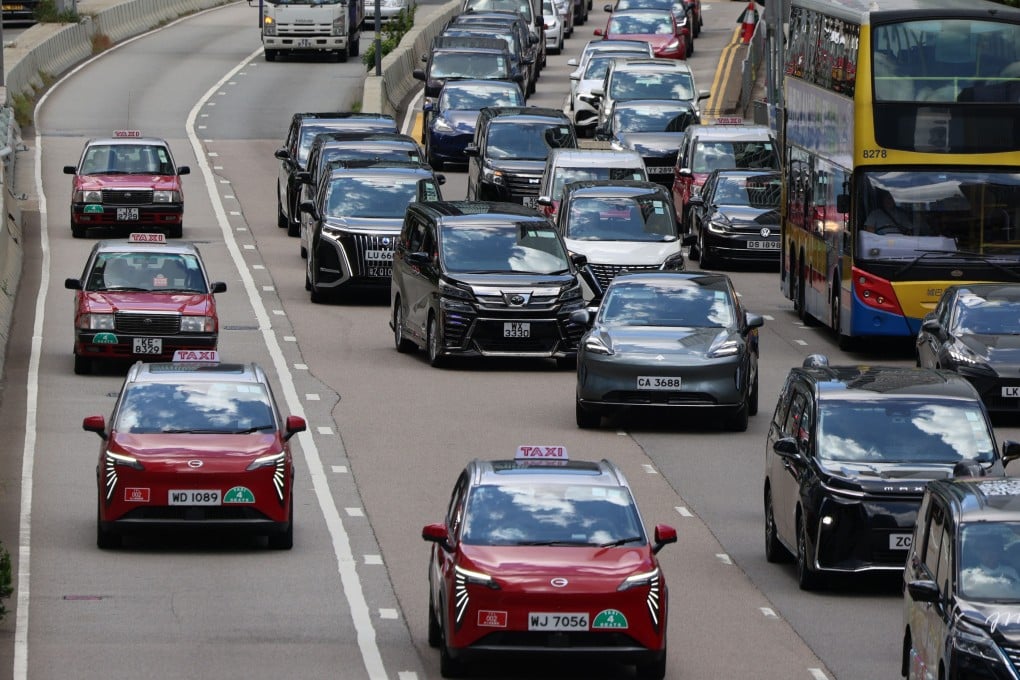 Taxis and other vehicles are seen on Harcourt Road in Central on September 5, 2025. Photo: Jelly Tse