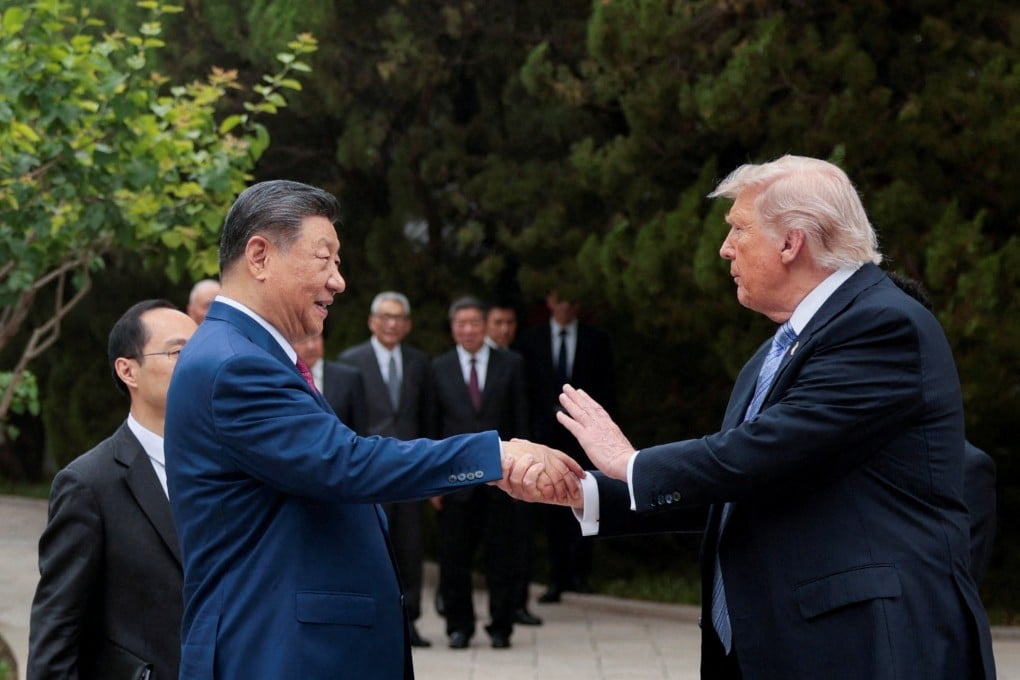 US President Donald Trump bids goodbye to Chinese counterpart Xi Jinping after a visit to the Zhongnanhai leaders' compound, in Beijing on Friday. Photo: Reuters