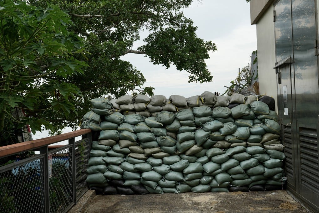 Sandbags at flood-prone Lei Yue Mun ahead of Super Typhoon Ragasa’s approach on September 23. The city has 50,000 sandbags ready this year. Photo: Sam Tsang