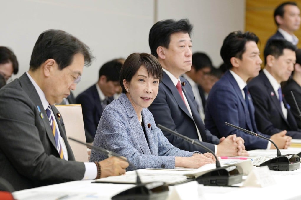 Japanese Prime Minister Sanae Takaichi (second from left) is reportedly has reportedly been arranging calls with US President Donald Trump about his talks with Chinese President Xi Jinping. Photo: Kyodo
==Kyodo