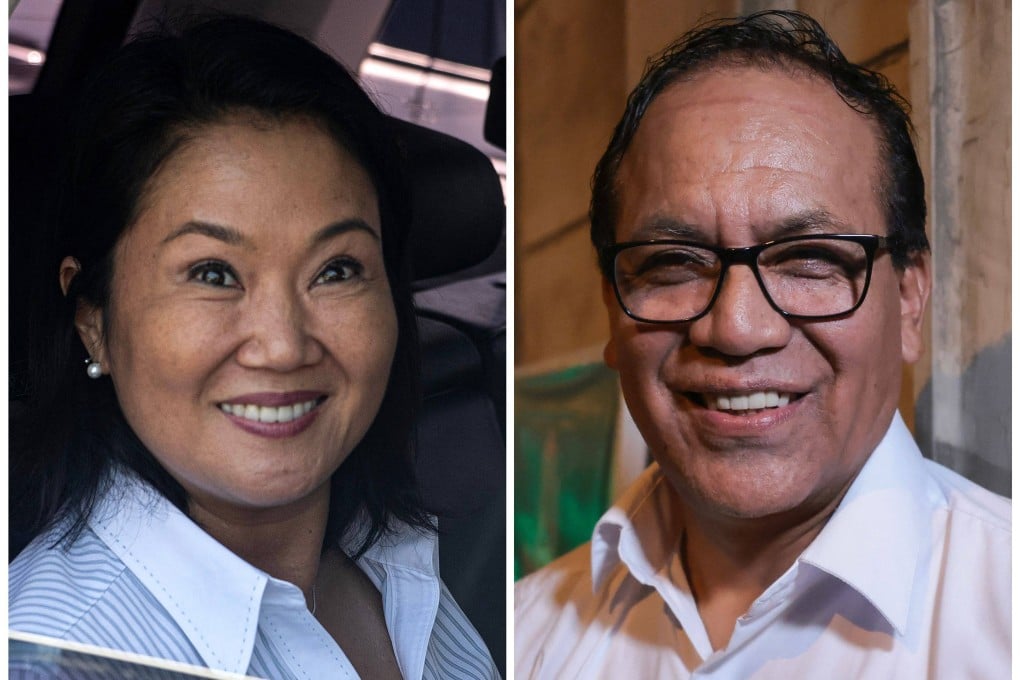 Candidates Keiko Fujimori and Roberto Sanchez have emerged from a crowded field of presidential hopefuls in Peru. Photos: AFP