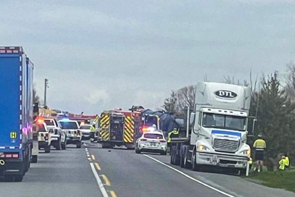 The traffic accident occurred on a highway on the South Island on Friday. Photo: Handout