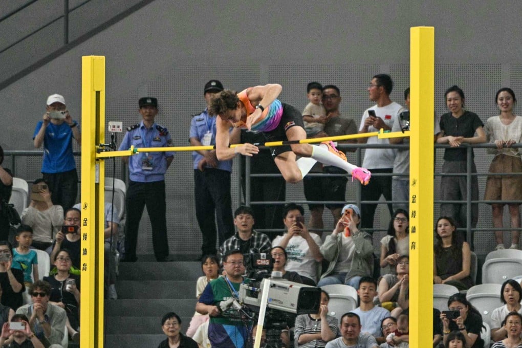 Sweden’s Armand Duplantis won the pole vault at the Shanghai Diamond League athletics meeting but failed to beat his own world record. Photo: AFP