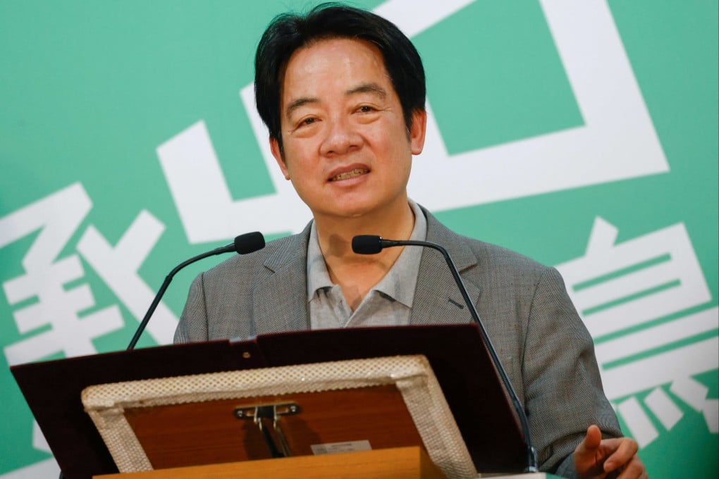 Taiwanese leader William Lai speaks at an event marking the 40th anniversary of the founding of his independence-leaning ruling Democratic Progressive Party, in Taipei on Sunday. Photo: Reuters